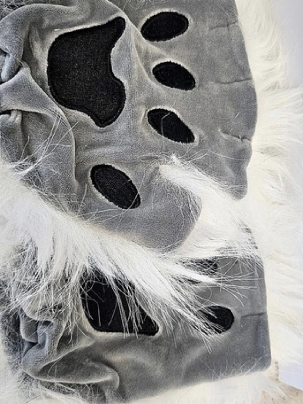 Gray & White Faux Fur Fingerless Gloves